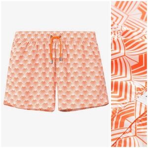 Nikben‎ Orange Patterned Novelty Print Swim Trunks Size Large